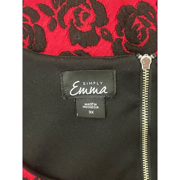 Size 3X‎ 22 24 RED/BLACK ROSE PRINT KNIT DRESS Day/Evening All-Season PLUS SIZE - Picture 3 of 5